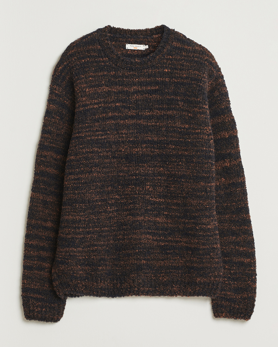 Herren | Pullover | Nudie Jeans | Gurra Bouclé Knitted Sweater Black/Brown