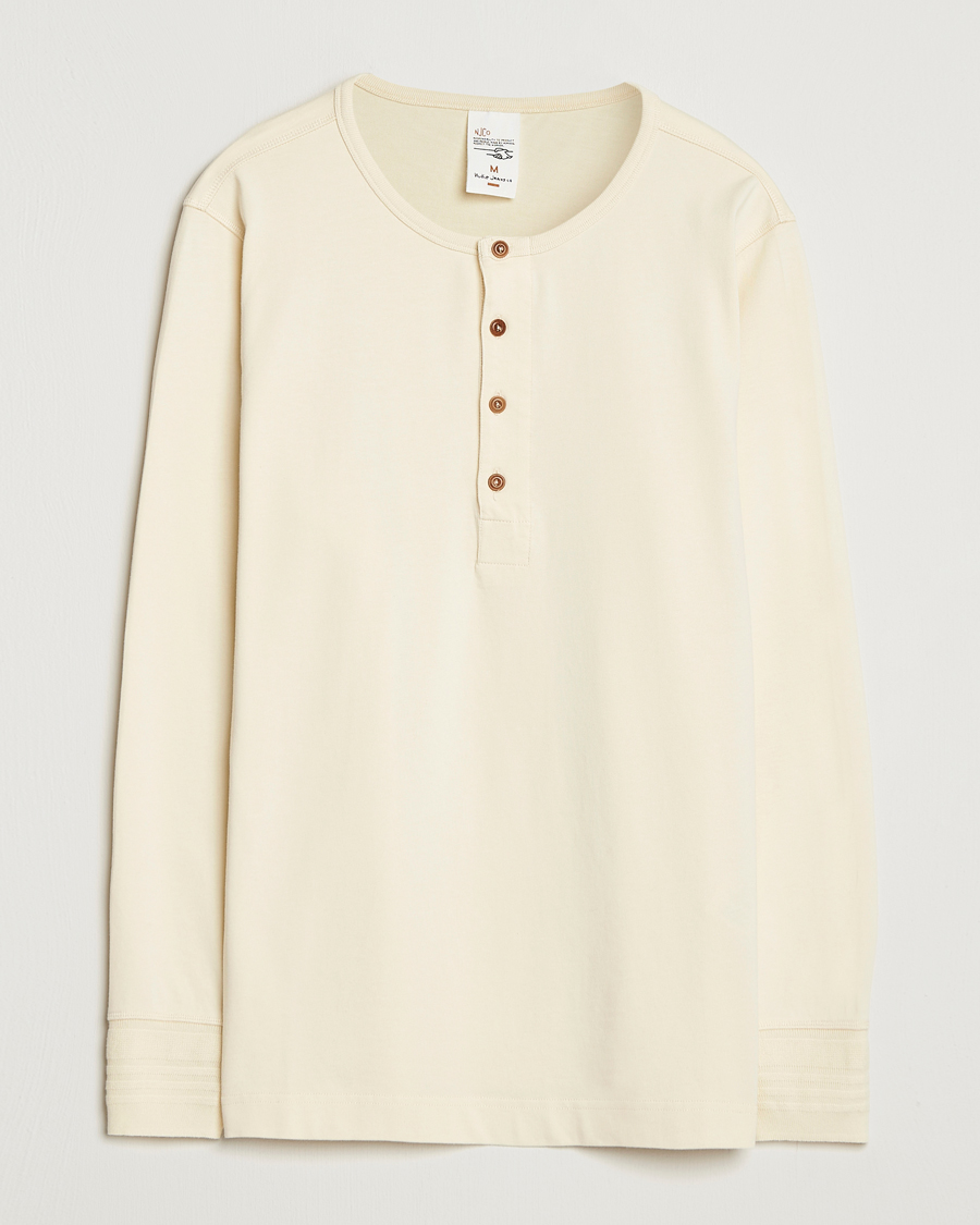 Herren | T-Shirts | Nudie Jeans | Long Sleeved Henley Ecru