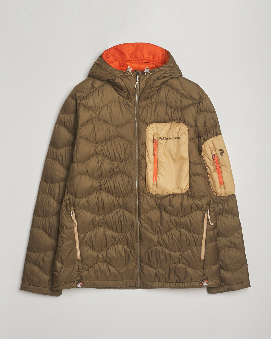 Herren | Jacken | Peak Performance | Helium Utility Down Hooded Jacket Meadow Moss/Sierra Sand