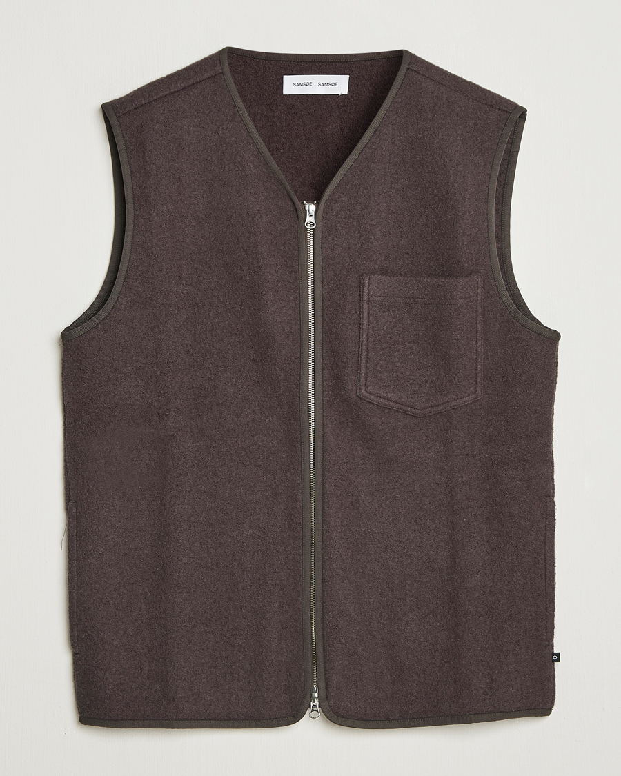 Herren | Jacken | Samsøe Samsøe | Hannes Boiled Wool Vest Turkish Coffee