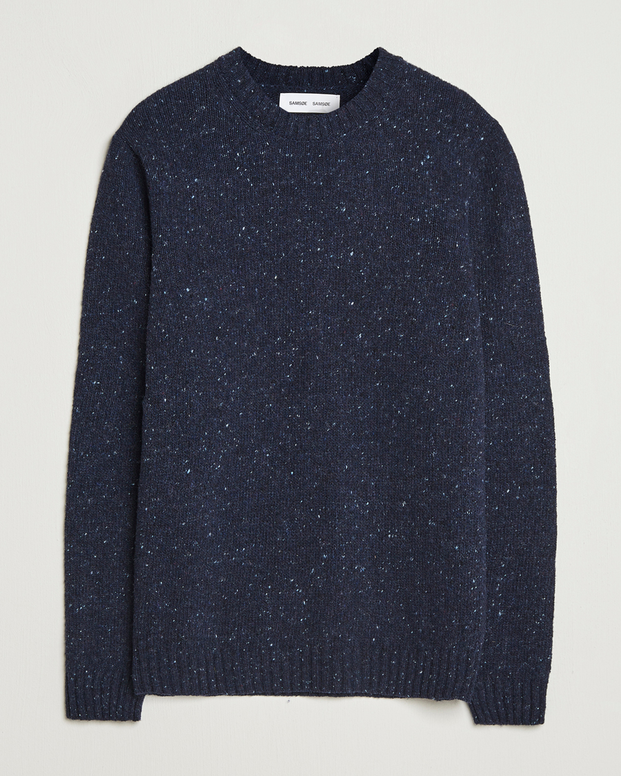 Herren | Pullover | Samsøe Samsøe | Nataniel Donegal Knitted Crew Neck Salute Navy