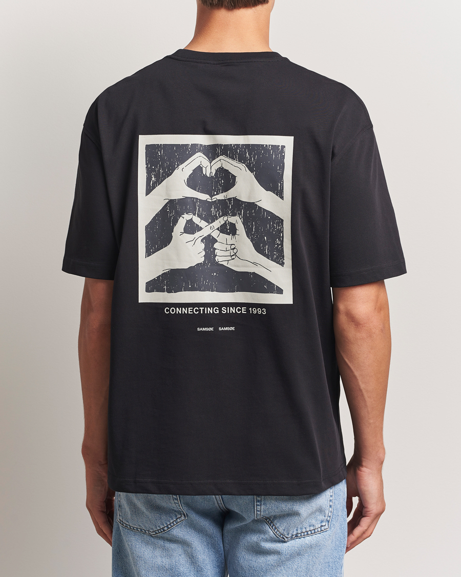 Herren | T-Shirts | Samsøe Samsøe | Florian To Connect Printed T-Shirt Black