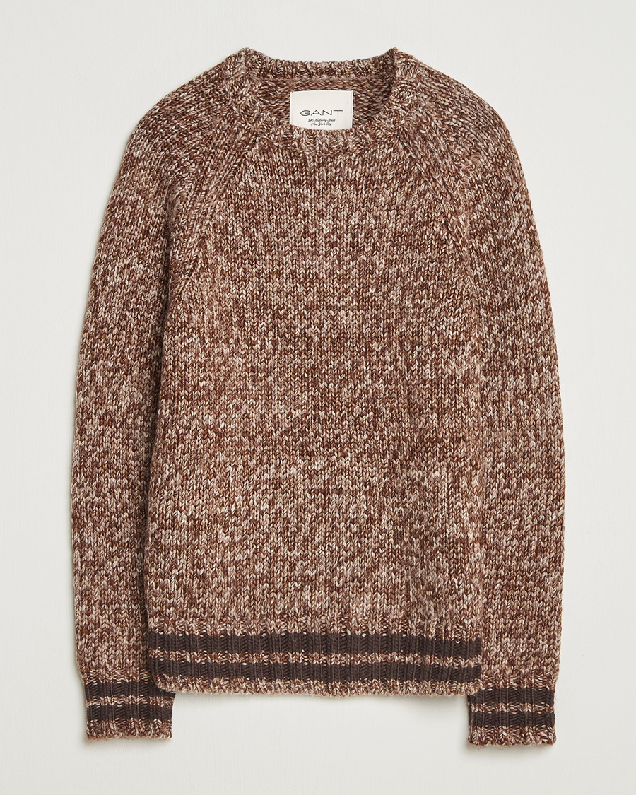 Herren | Pullover | GANT 240 Mulberry Street | Wool Heavy Knitted Sweater Light Brown Melange