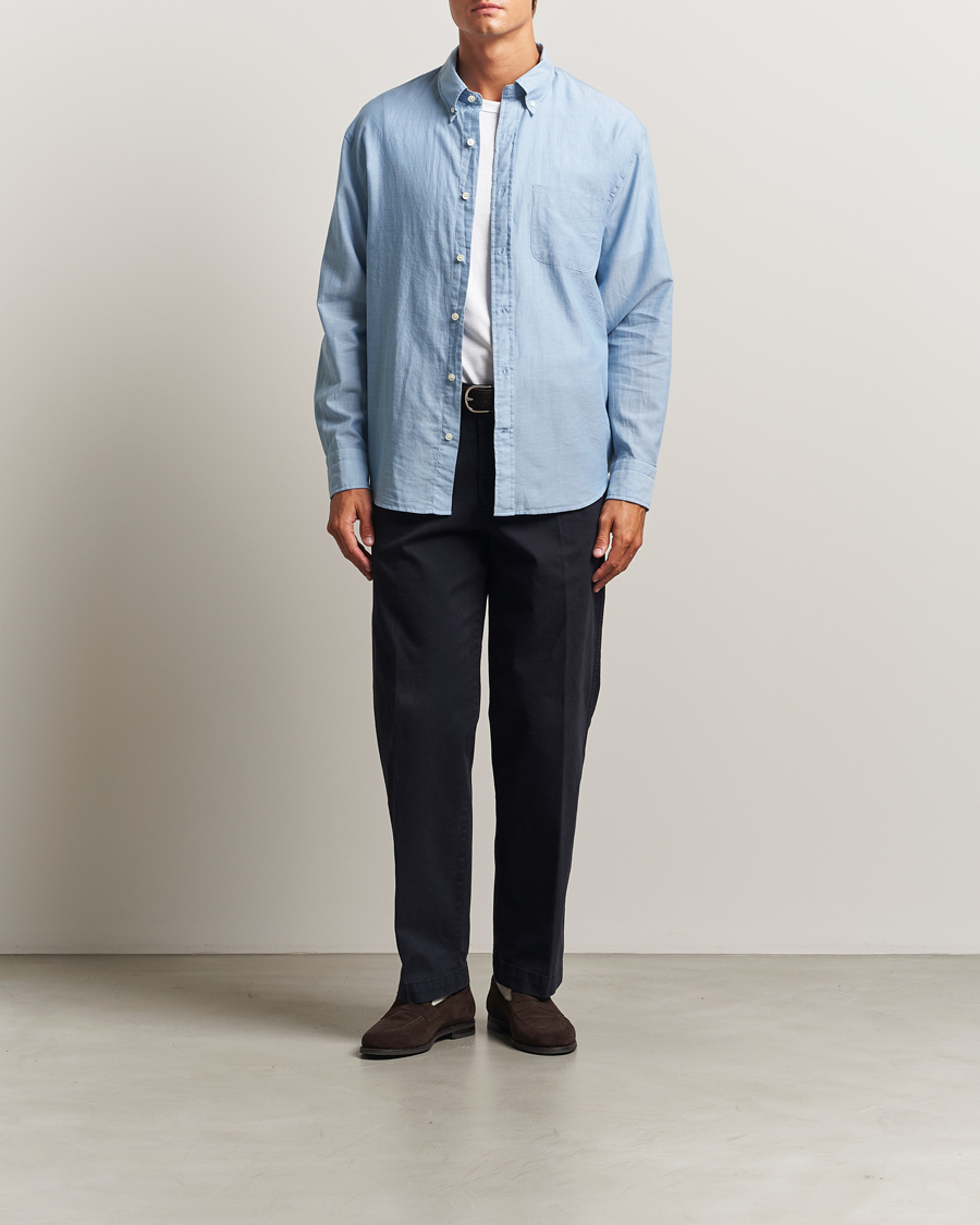 Herren | Hemden | GANT 240 Mulberry Street | Relaxed Fit Chambray Shirt Light Indigo