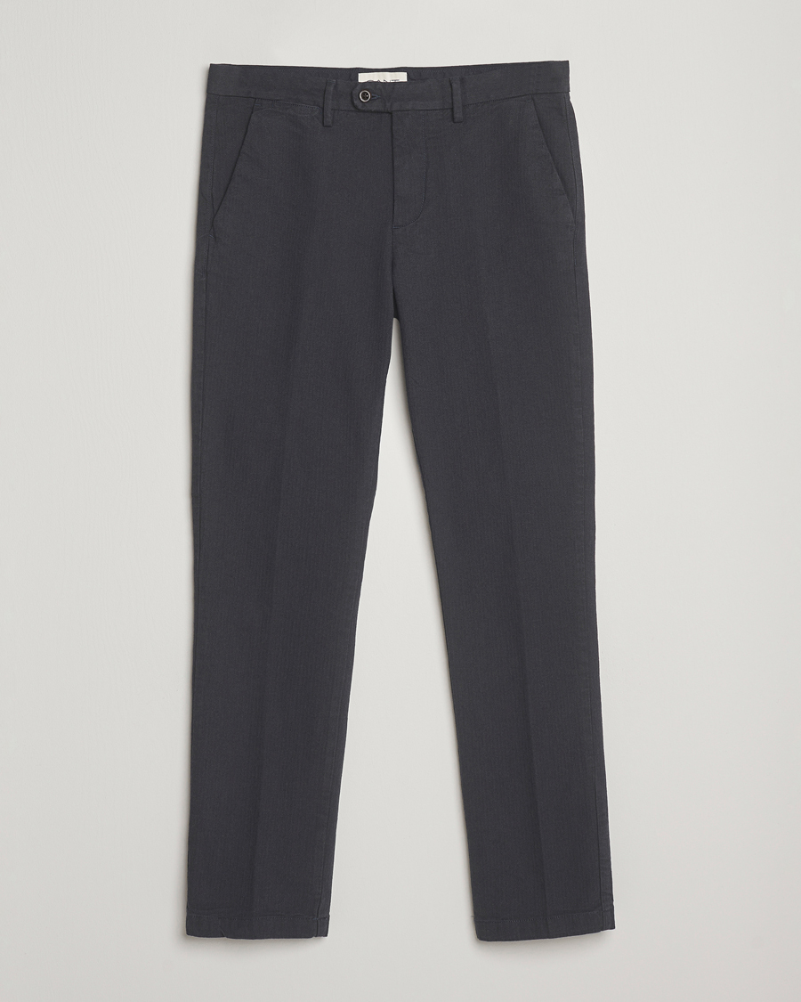 Herren | Hosen | Gant | Slim Fit Cotton Herringbone Trousers Antracite