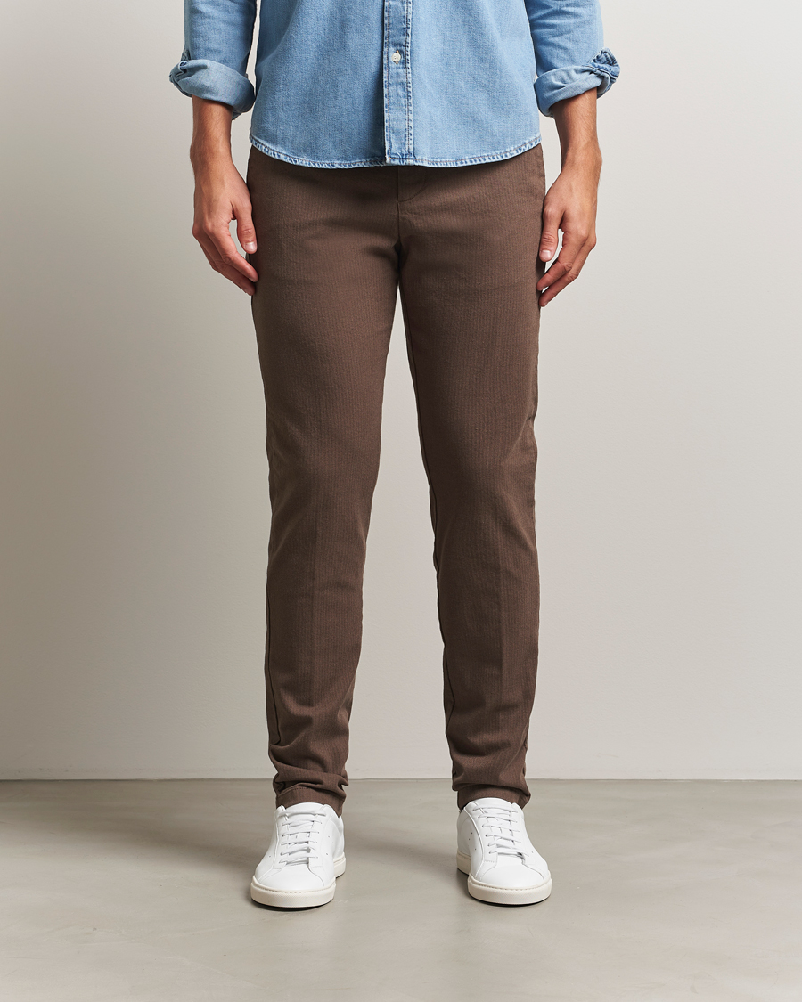 Herren | Hosen | Gant | Slim Fit Cotton Herringbone Trousers Rich Brown