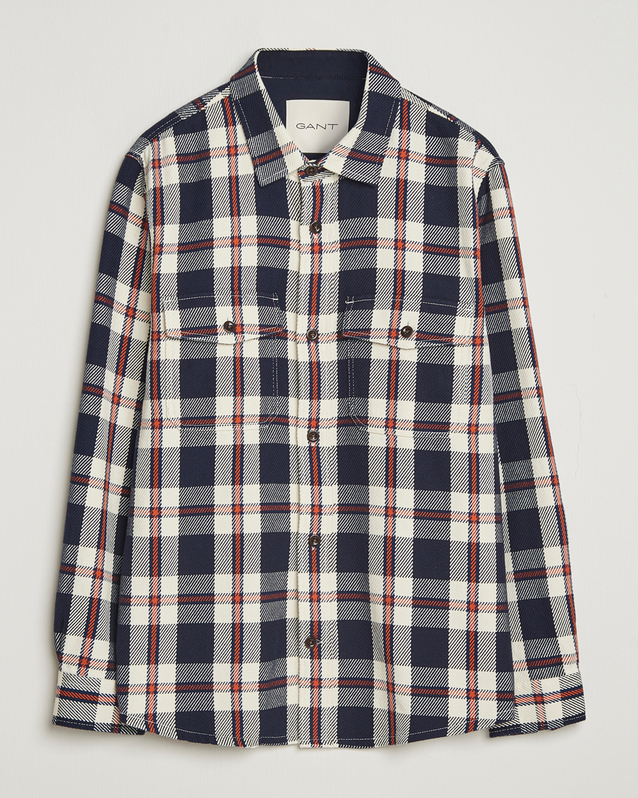 Herren | Hemden | Gant | Heavy Twill Checked Overshirt Evening Blue