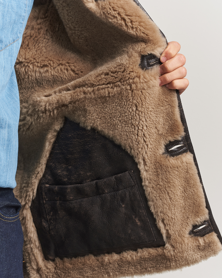 Herren | Jacken | Gant | Worn In Leather Shearling Jacket Deep Brown