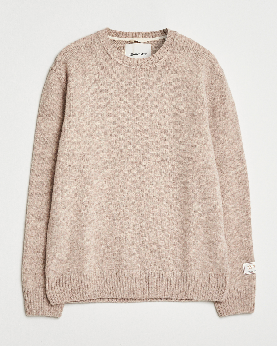 Herren | Pullover | GANT | Scottish Wool Knitted Crew Neck Sweater Khaki Melange