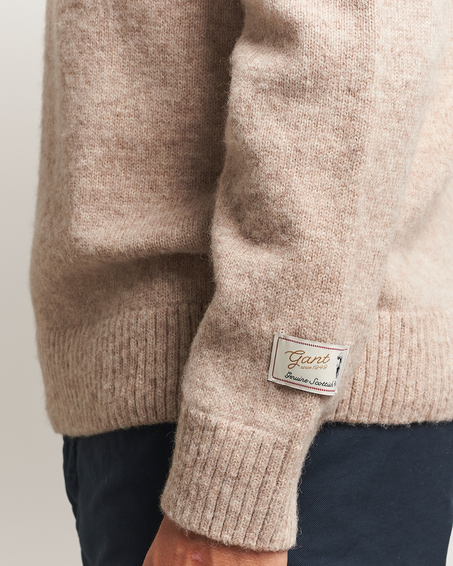 Herren | Pullover | GANT | Scottish Wool Knitted Crew Neck Sweater Khaki Melange