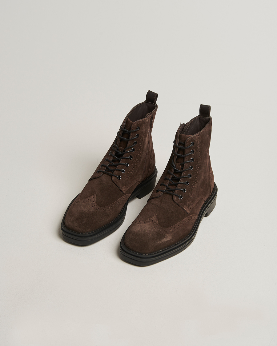 Herren | Boots | Gant | Boggar Suede Brouge Boot Espresso Brown
