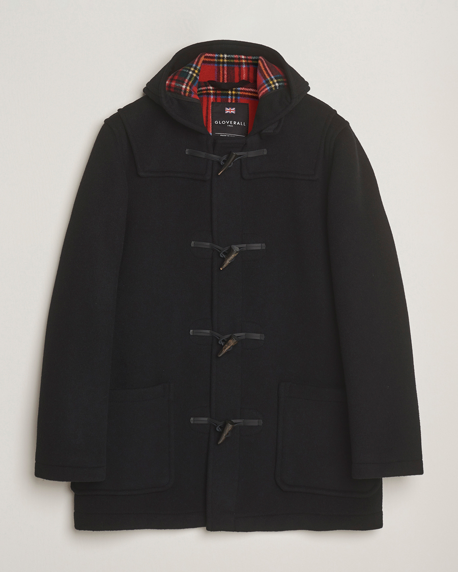 Herren | Jacken | Gloverall | Mid Length Duffle Coat Black/Royal Stewart