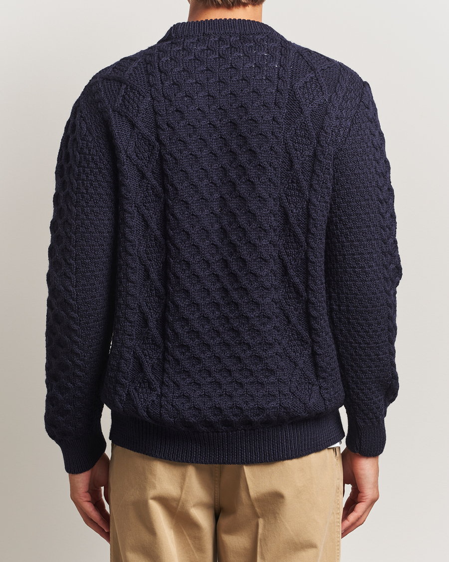 Herren | Pullover | Gloverall | Aran Wool Knitted Sweater Navy