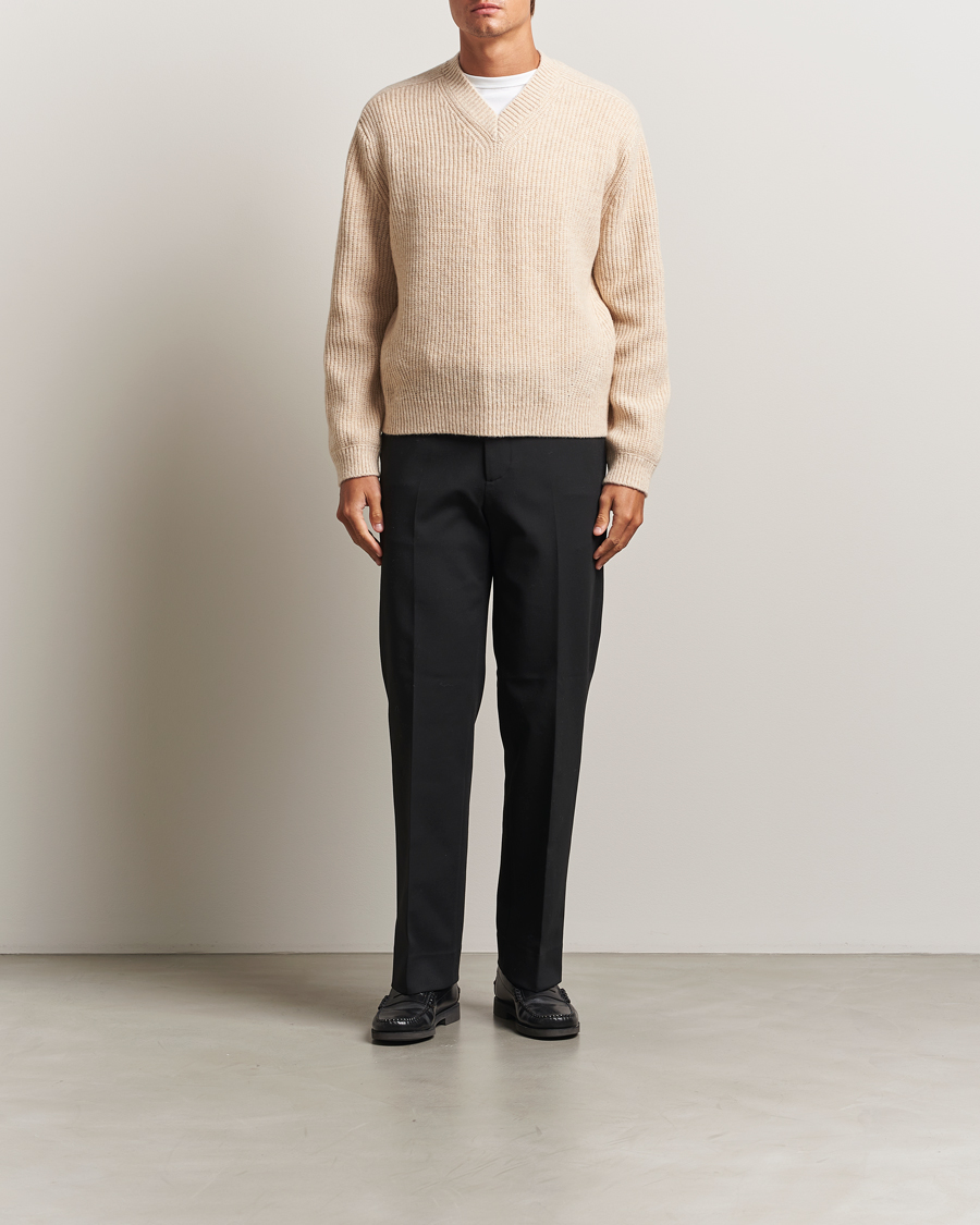 Herren | Pullover | J.Lindeberg | Vitor Wool Heavy Knitted V-Neck Moonbeam Melange