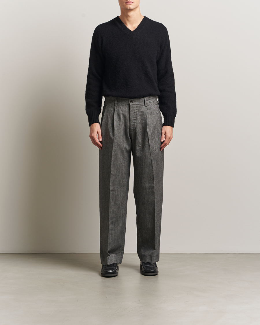 Herren | Hosen | NN07 | Justin Double Pleated Herringbone Trousers Grey