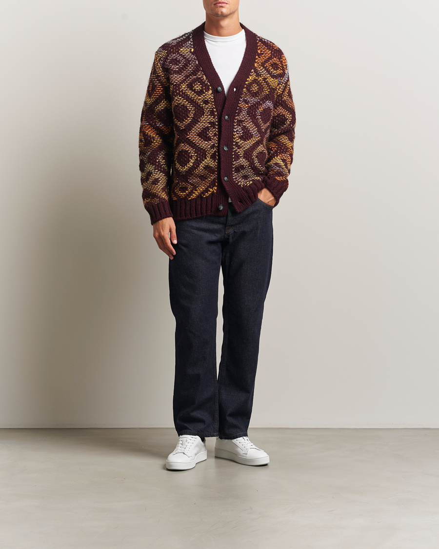 Herren | Pullover | NN07 | Viggo Heavy Knitted Cardigan Wine Red Multi