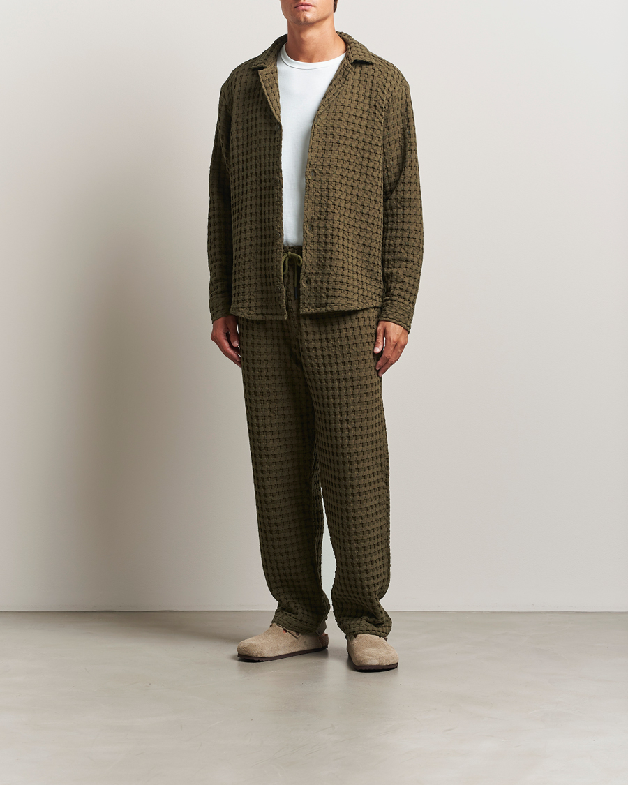 Herren | Hemden | OAS | Turtle Waffle Cuba Shirt Dark Green