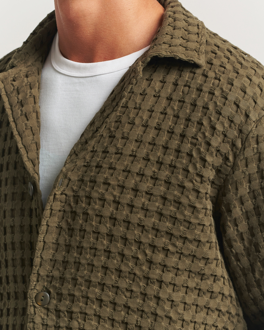 Herren | Hemden | OAS | Turtle Waffle Cuba Shirt Dark Green