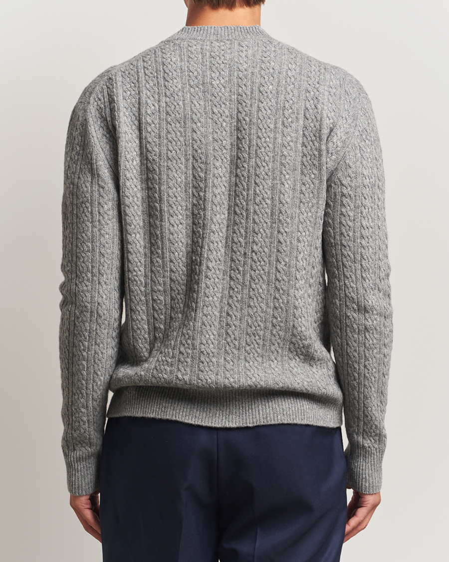 Herren | Pullover | Altea | Cable Crew Neck Sweater Grey Melange
