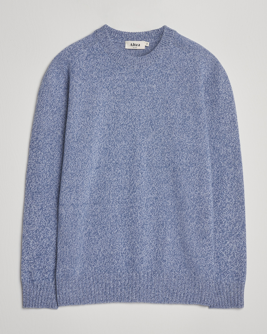 Herren | Pullover | Altea | Wool/Cashmere Crew Neck Sweater Light Blue Melange