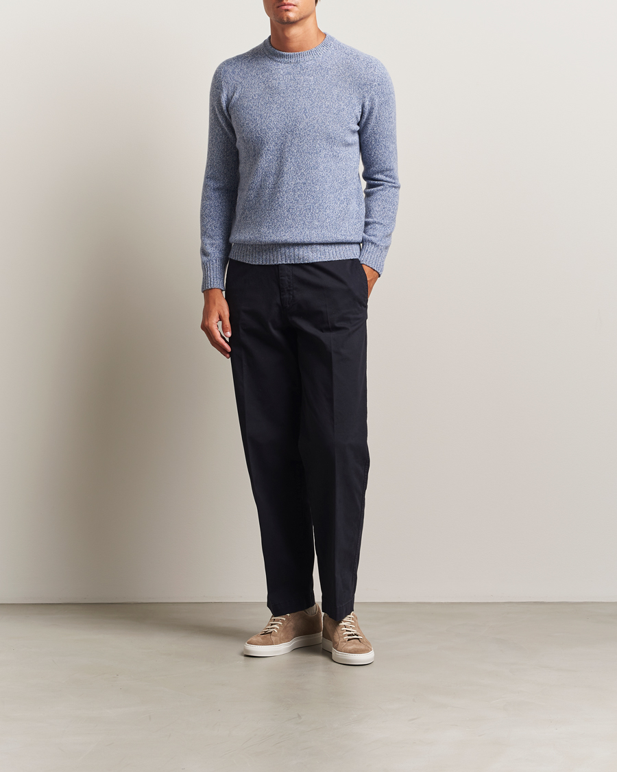 Herren | Pullover | Altea | Wool/Cashmere Crew Neck Sweater Light Blue Melange