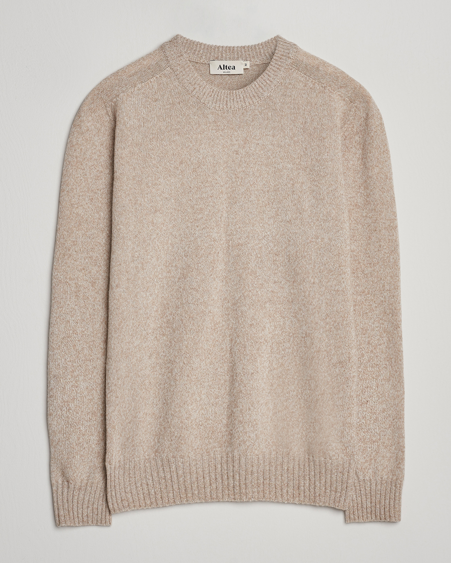 Herren | Pullover | Altea | Wool/Cashmere Crew Neck Sweater Beige Melange