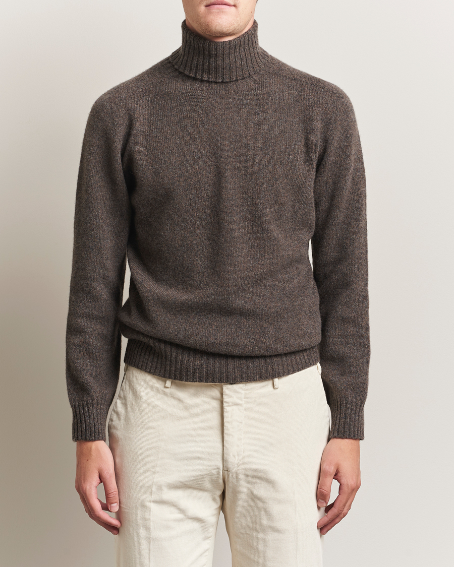Herren | Pullover | Altea | Wool/Cashmere Rollneck Dark Brown Melange