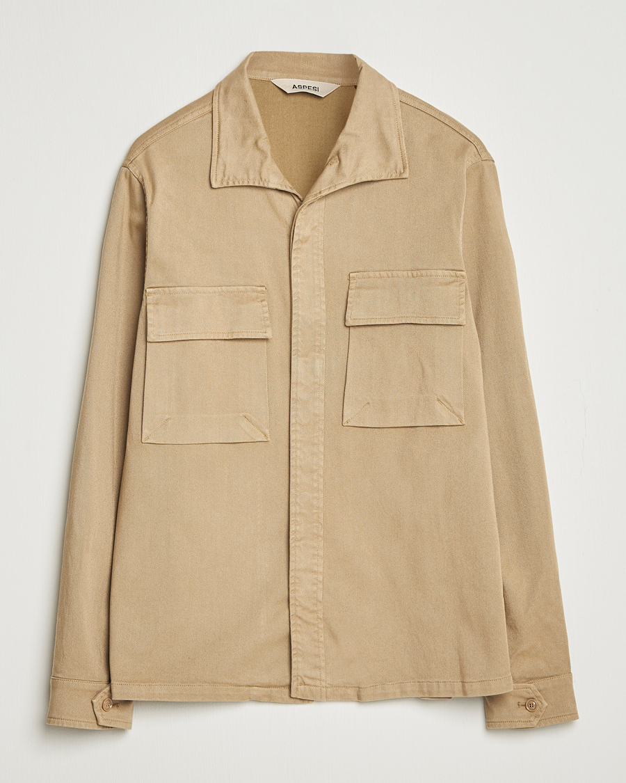 Herren | Hemden | Aspesi | Twill Cotton Overshirt Beige
