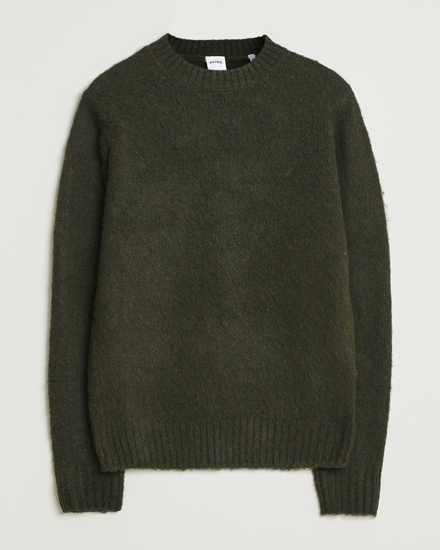 Herren | Pullover | Aspesi | Brushed Shetland Sweater Hunting Green