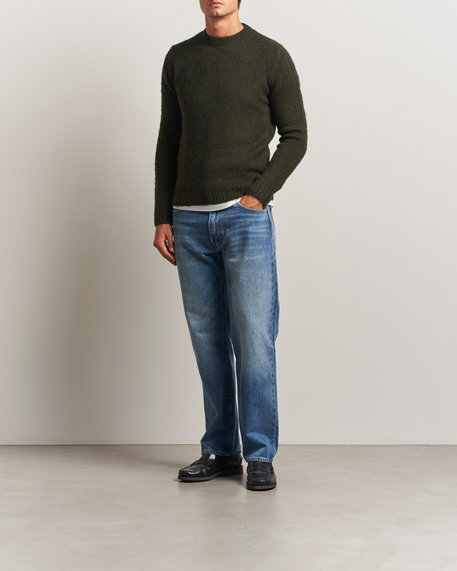 Herren | Pullover | Aspesi | Brushed Shetland Sweater Hunting Green
