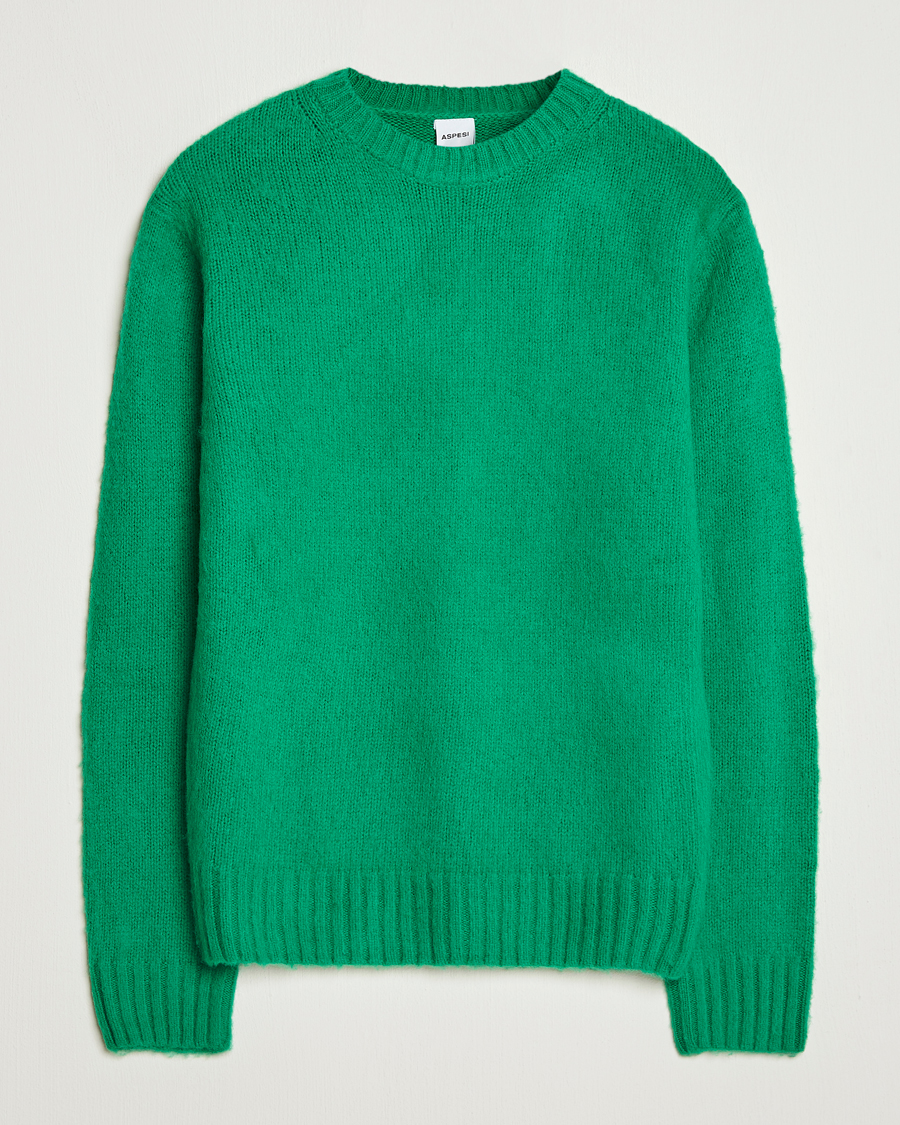 Herren | Pullover | Aspesi | Brushed Shetland Sweater Green