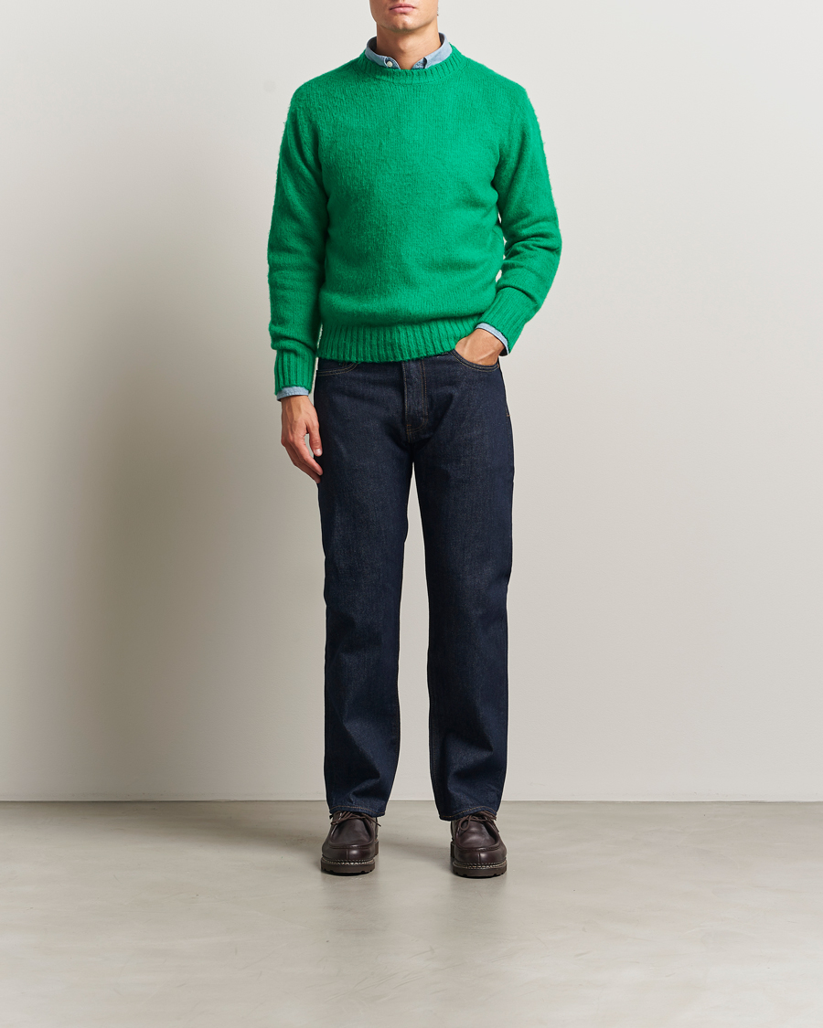 Herren | Pullover | Aspesi | Brushed Shetland Sweater Green