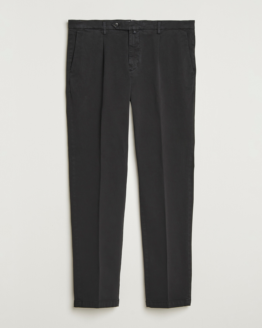Herren | Hosen | Briglia 1949 | Easy Fit Pleated Cotton Stretch Chino Black