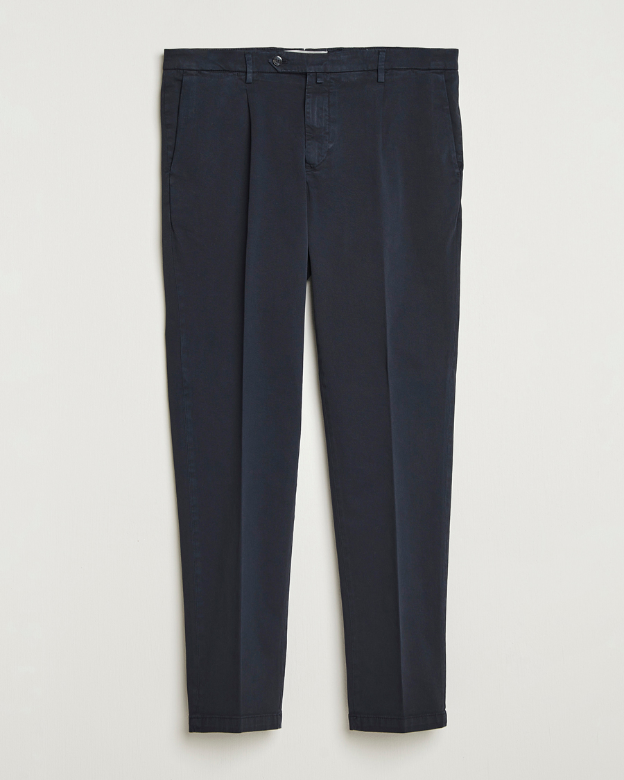 Herren | Hosen | Briglia 1949 | Easy Fit Pleated Cotton Stretch Chino Navy