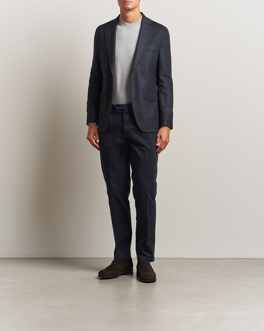 Herren | Hosen | Briglia 1949 | Easy Fit Pleated Cotton Stretch Chino Navy