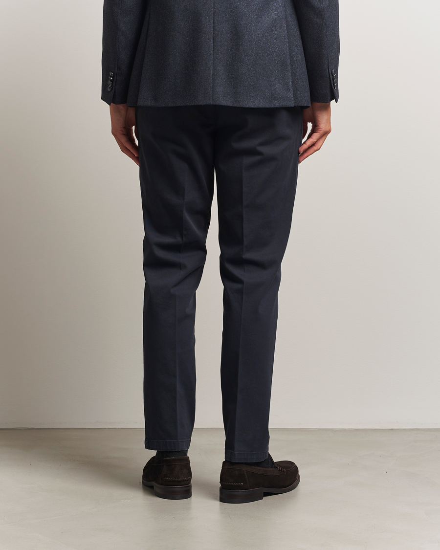 Herren | Hosen | Briglia 1949 | Easy Fit Pleated Cotton Stretch Chino Navy