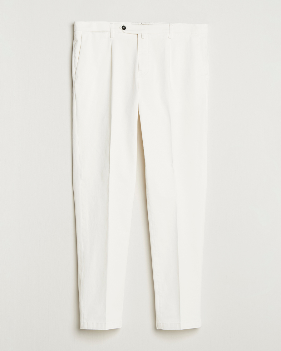 Herren | Hosen | Briglia 1949 | Easy Fit Pleated Cotton Stretch Chino Off White