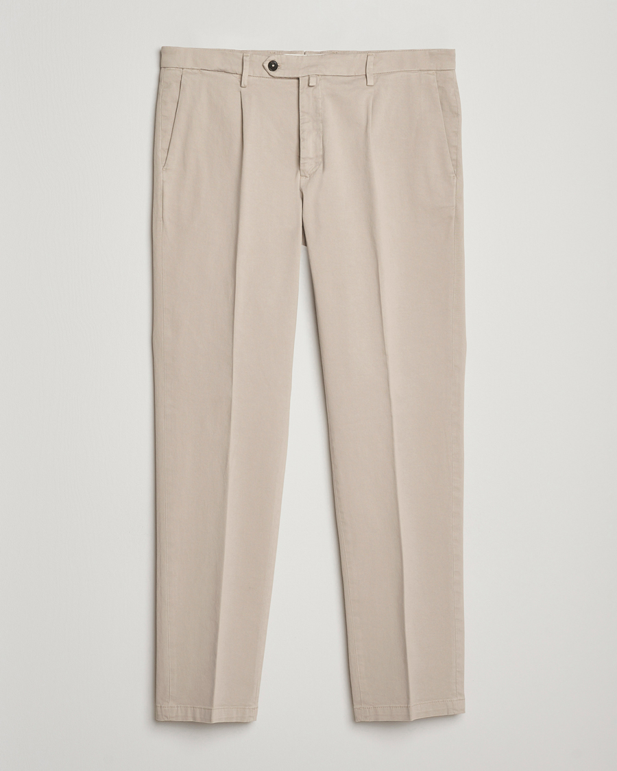 Herren | Hosen | Briglia 1949 | Easy Fit Pleated Cotton Stretch Chino Beige