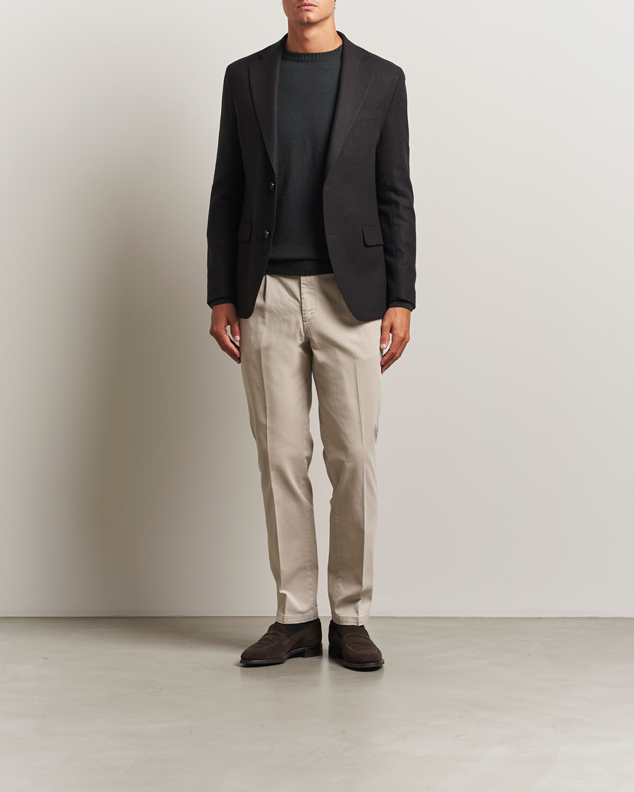 Herren | Hosen | Briglia 1949 | Easy Fit Pleated Cotton Stretch Chino Beige