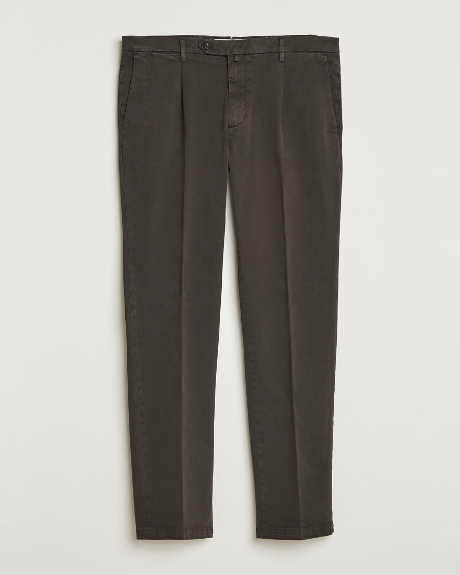 Herren | Hosen | Briglia 1949 | Easy Fit Pleated Cotton Stretch Chino Dark Brown