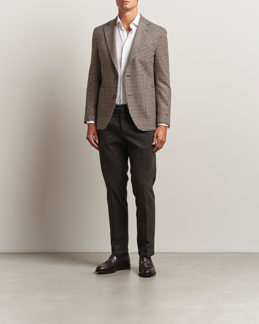 Herren | Hosen | Briglia 1949 | Easy Fit Pleated Cotton Stretch Chino Dark Brown