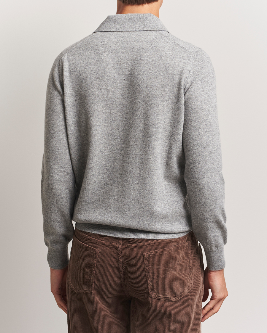 Herren | Pullover | Brunello Cucinelli | 2 Ply Cashmere Long Sleeve Polo Grey Melange