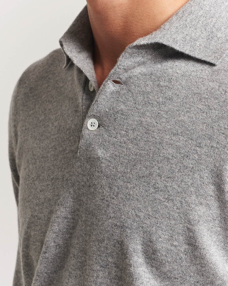 Herren | Pullover | Brunello Cucinelli | 2 Ply Cashmere Long Sleeve Polo Grey Melange