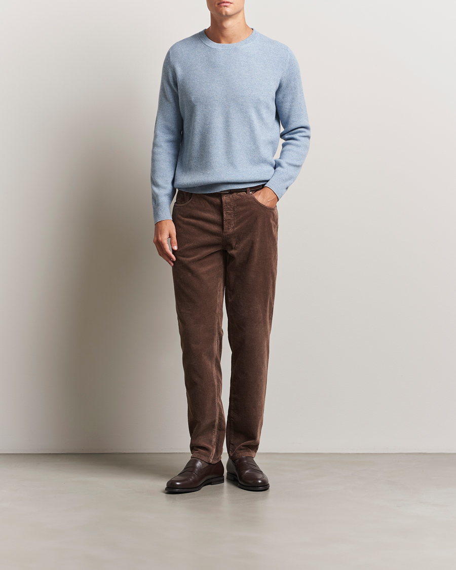 Herren | Pullover | Brunello Cucinelli | Cashmere Rib Crew Neck Sweater Light Blue