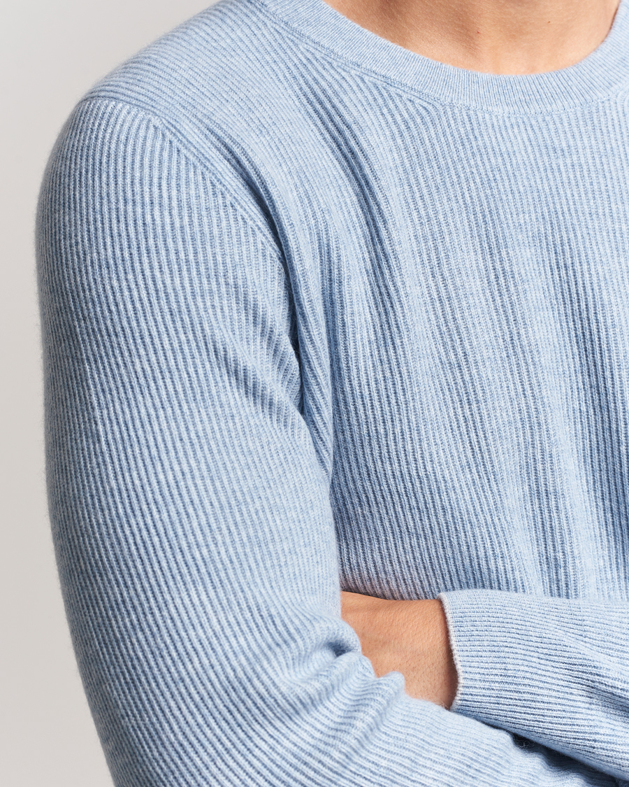 Herren | Pullover | Brunello Cucinelli | Cashmere Rib Crew Neck Sweater Light Blue