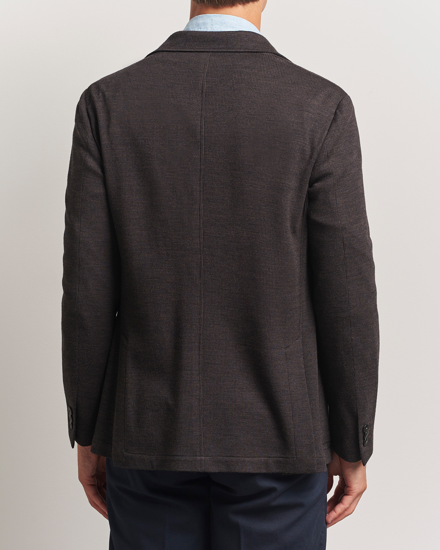 Herren | Sakkos | Canali | Wool Houndstooth Jersey Blazer Dark Brown