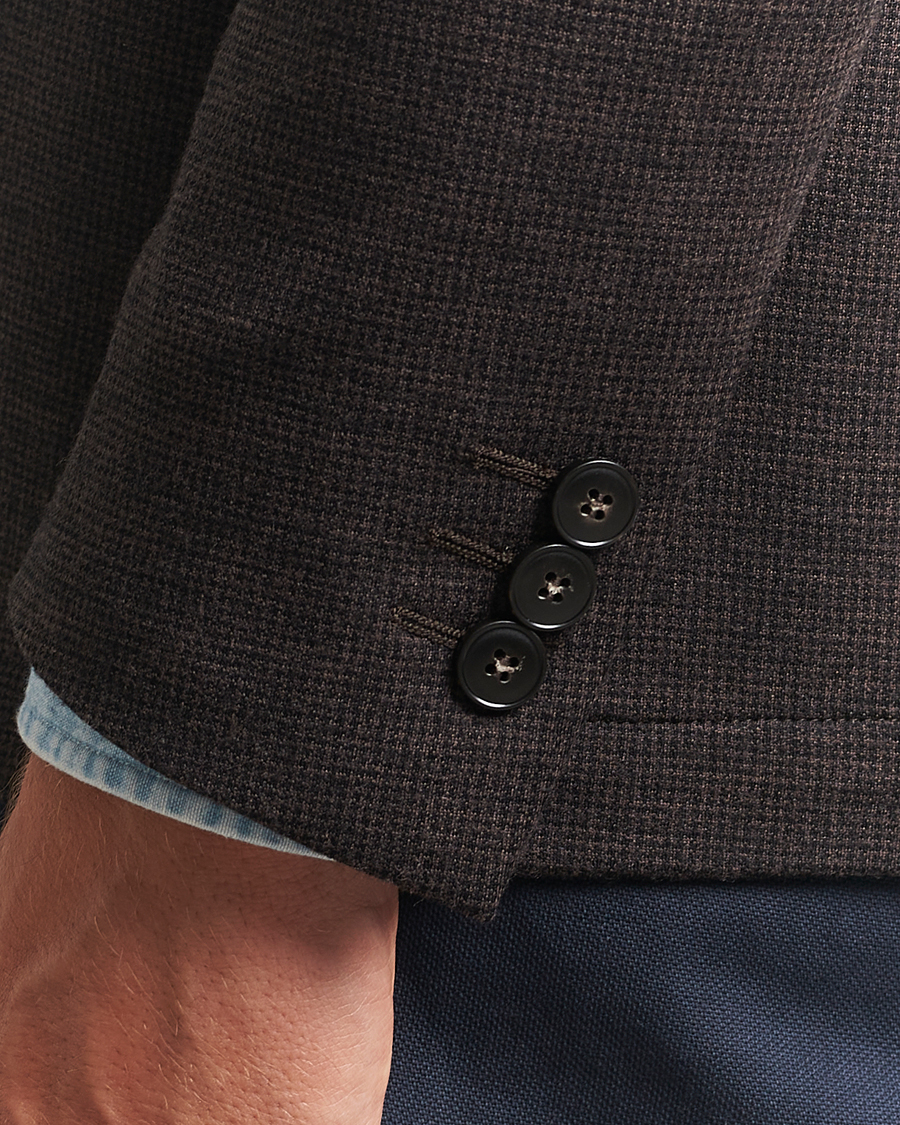 Herren | Sakkos | Canali | Wool Houndstooth Jersey Blazer Dark Brown