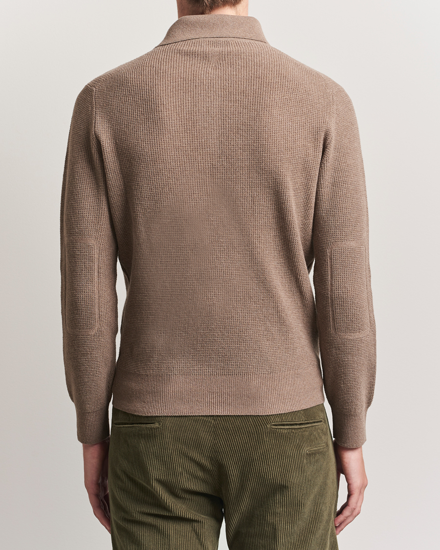 Herren | Pullover | Canali | Wool/Cashmere Long Sleeve Polo Brown