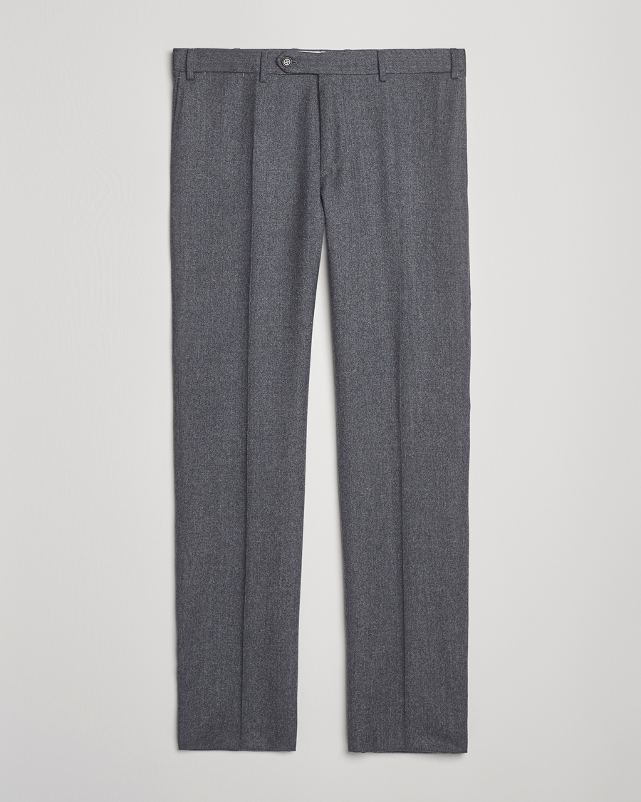 Herren | Hosen | Canali | Slim Fit Flannel Trousers Grey Melange