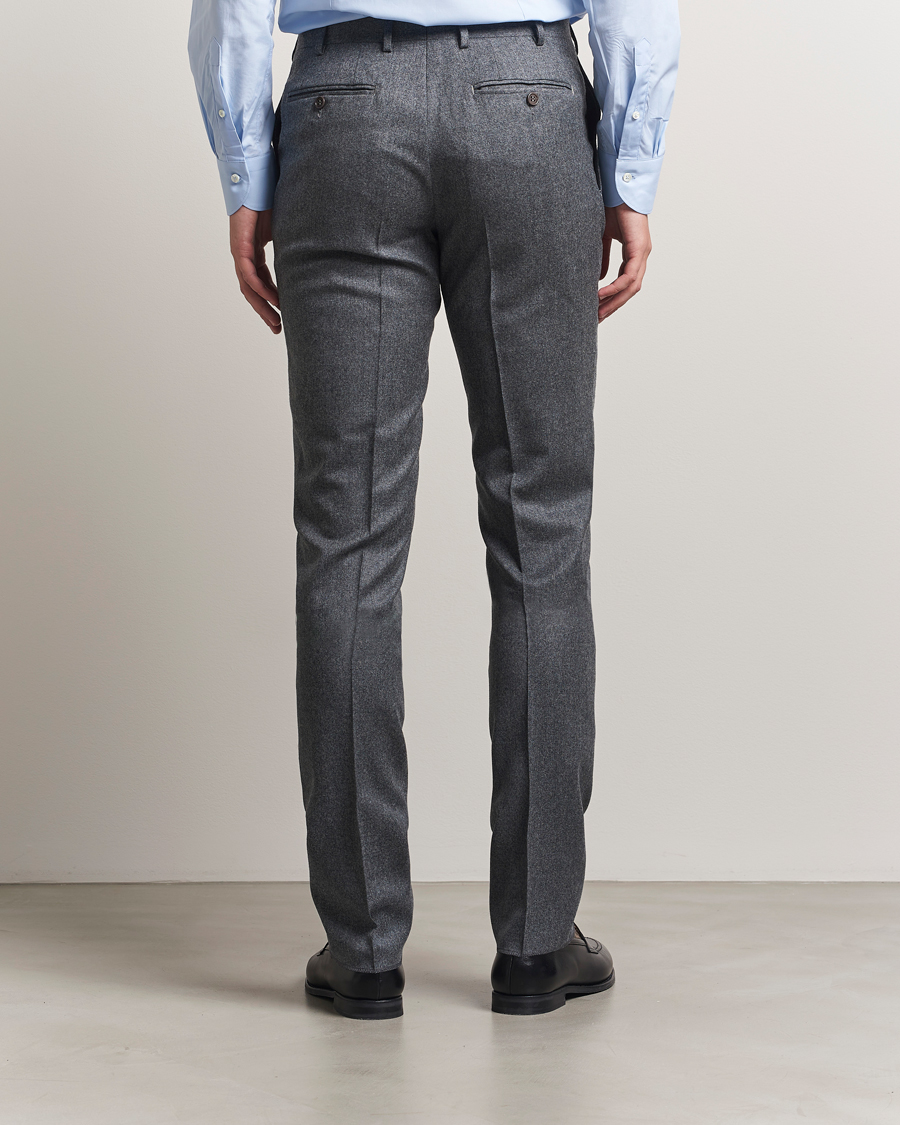 Herren | Hosen | Canali | Slim Fit Flannel Trousers Grey Melange